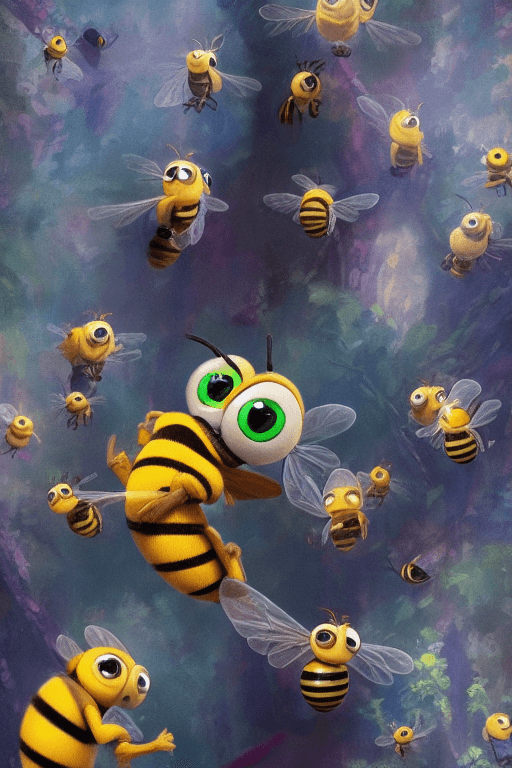AI generated: Masterpiece, best quality, (one cute worker bee:1.2), big eyes, (pixar character:1.2), incredible de...