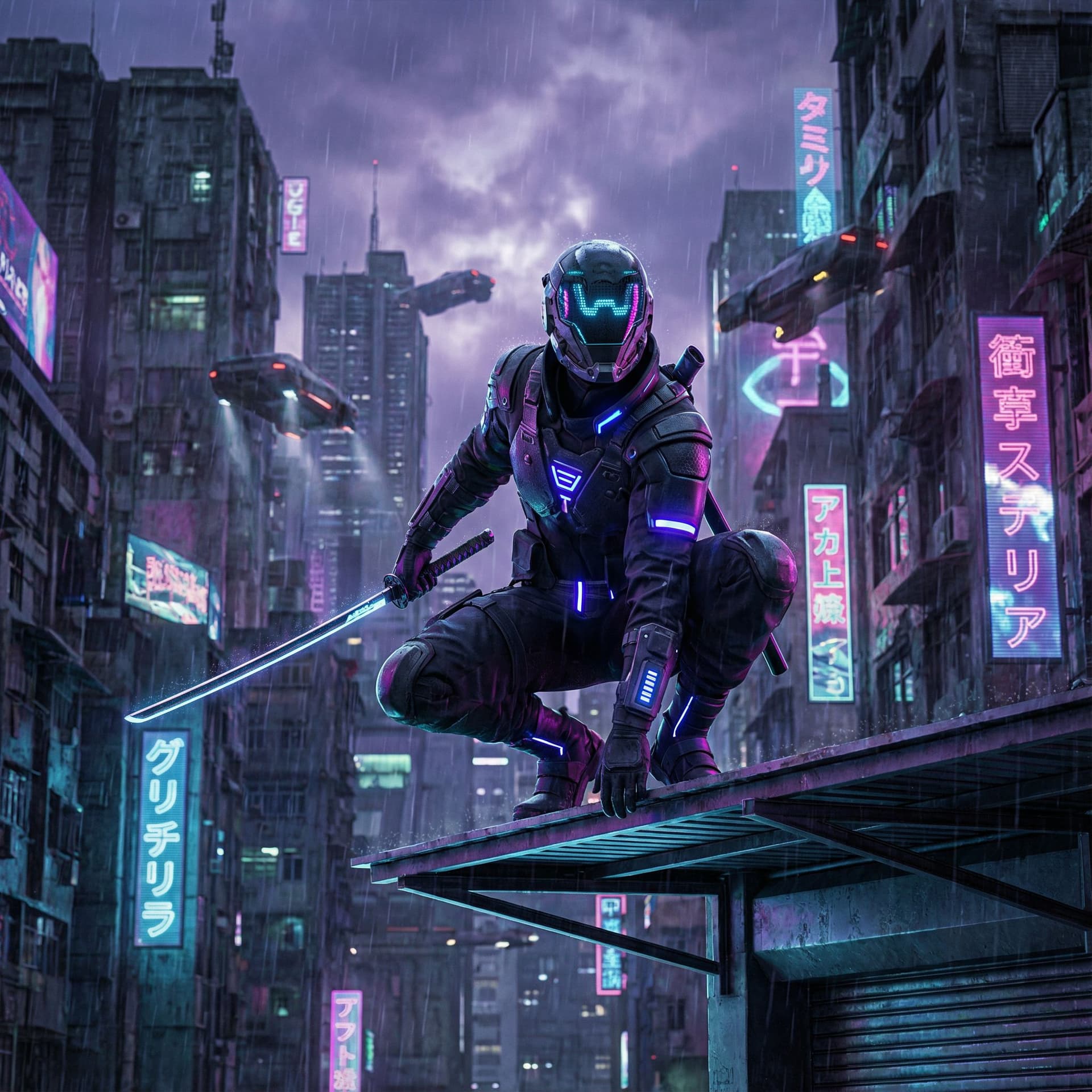 AI generated: ninja cyberpunk 3D realistic
