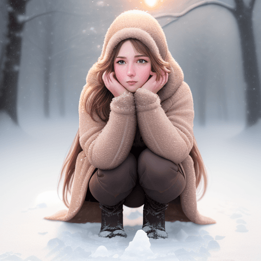 AI generated: High resolution photography, intricate detail, photorealistic, realistic light, woman in the snow, p...