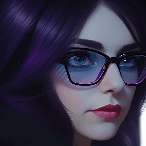 AI generated: woman in the dark wearing glasses and reflecting financial graphs in them. hyper realistic with shad...
