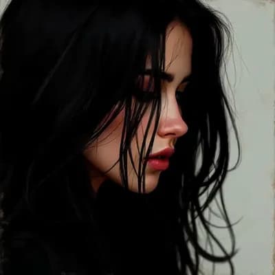 AI generated video: The woman from the reference image slowly opens her eyes in extreme slow motion. She looks directly ...