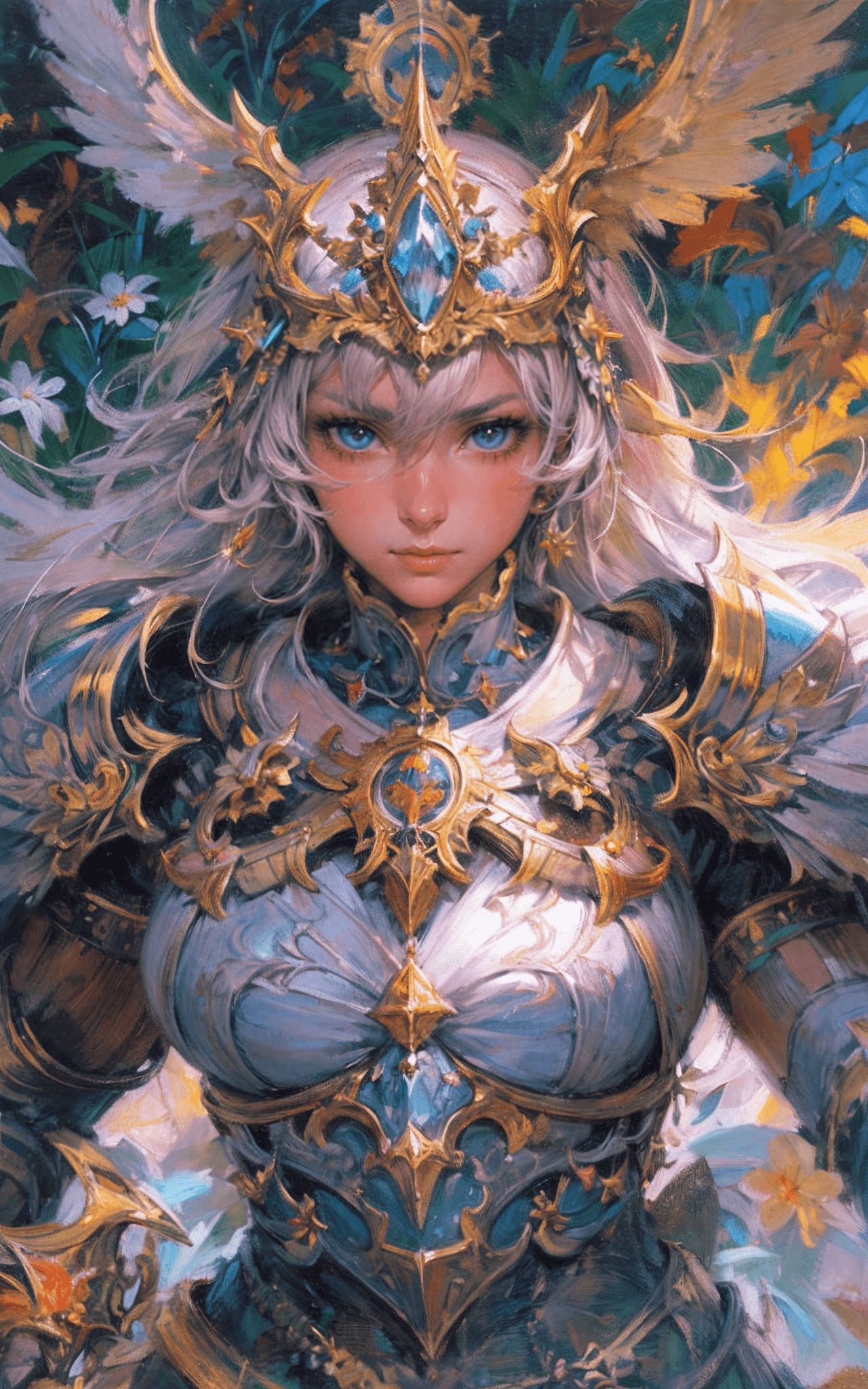 AI generated: masterpiece, centered, oil painting, gouache, hard brush, close up, portrait, anime style, concept a...