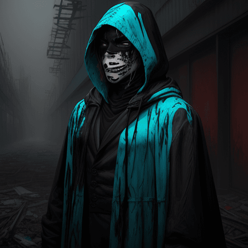 AI generated: The canvas depicts a man in a dark raincoat, painted with a brush and paints. His face is hidden und...