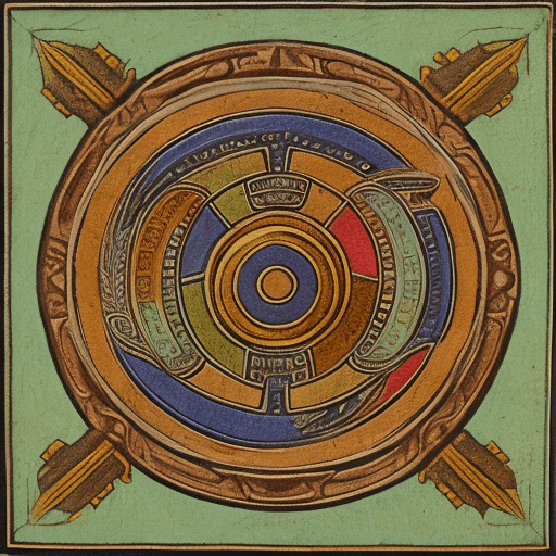 AI generated: A rectangular emblem with rounded corners representing a minor god of trade, travel, and merchants. ...