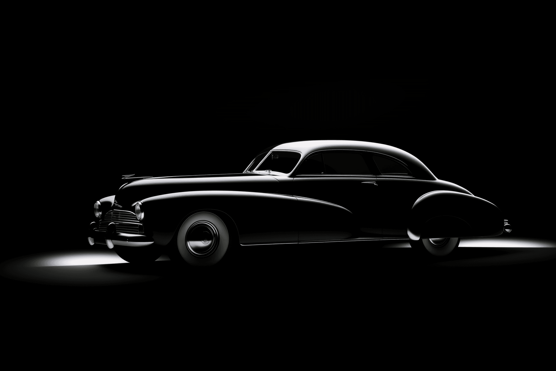 AI generated: A silhouette of the car on a black background, with backlighting highlighting its outline and shape....