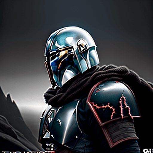 AI generated: surreal The Mandalorian, close up (detailed stunning environment), cinematic, cover art, (low front ...