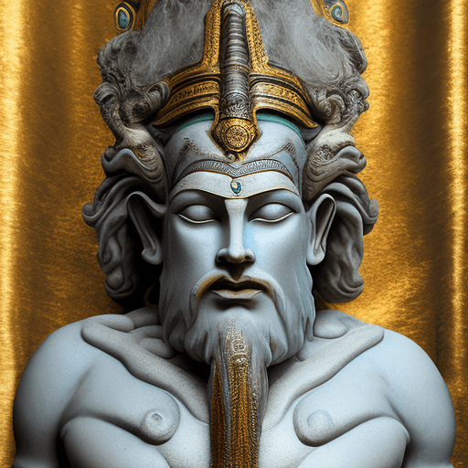 AI generated: High resolution photography of a male deity named Tenzentch the Transformed