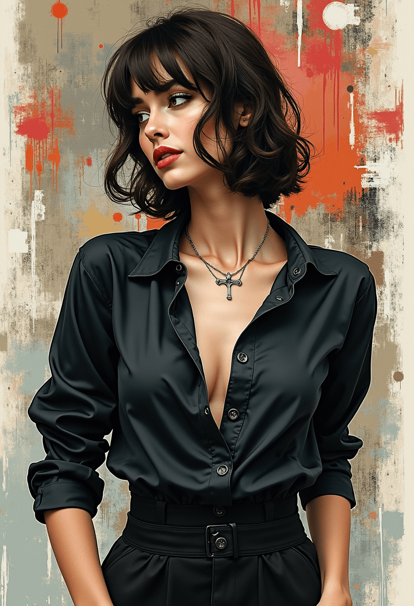 AI generated: A Dutch woman rendered in an aesthetic, painterly style, with a modern ink technique blending classi...