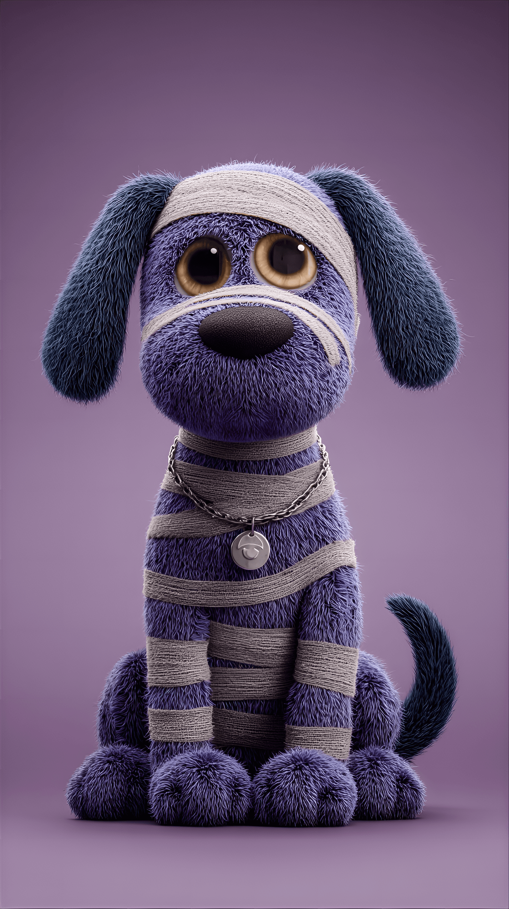 AI generated: stylized, anthropomorphic dog is depicted in a seated position, center-frame. The dog has a plush, t...