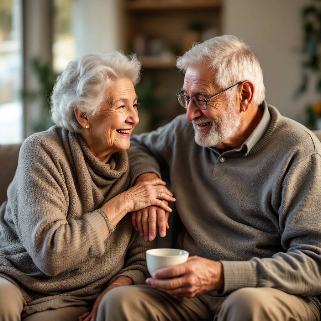 AI generated: Grandparents sharing in a retirement home, showing their lives enjoying the third age... showing ful...