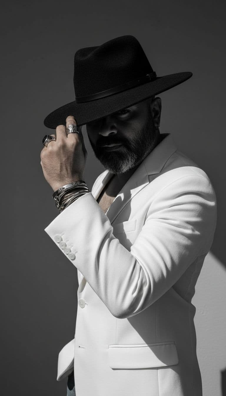 AI generated: Ultra-realistic 8K black-and-white

cinematic editorial portrait of a distinguished man in his lat...