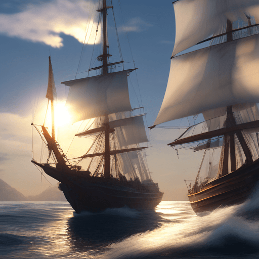 AI generated: Photo of a ultra realistic sailing ship, dramatic light, pale sunrise, cinematic lighting, battered,...