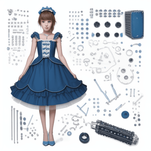 AI generated: Description with knolling parts,stylish singer, cute and sweet girl,musical instrument Full body,dee...