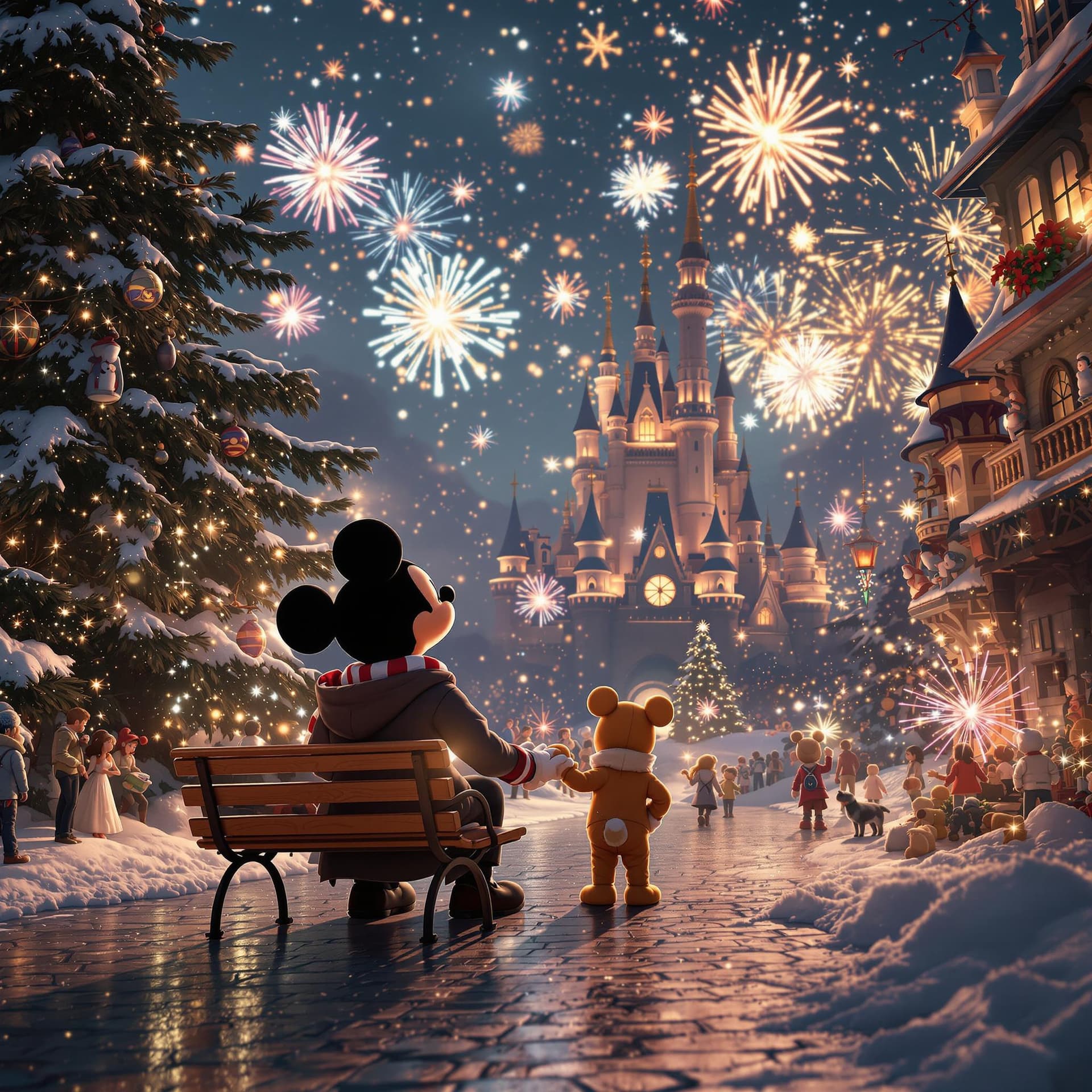 AI generated: Waiting for a New Year's miracle, an epic poster-style photograph inspired by the Disney universe, r...