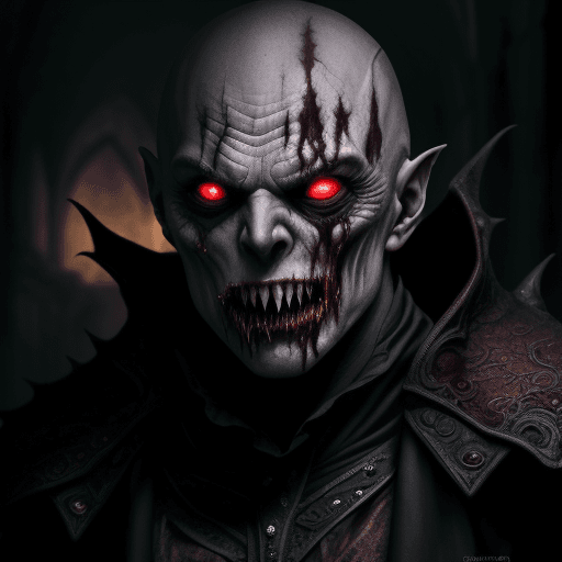 AI generated: Closeup.Rich colors.Scary ancient male Strigoi vampire, horror, ultra-detailed, HDR, dramatic lighti...