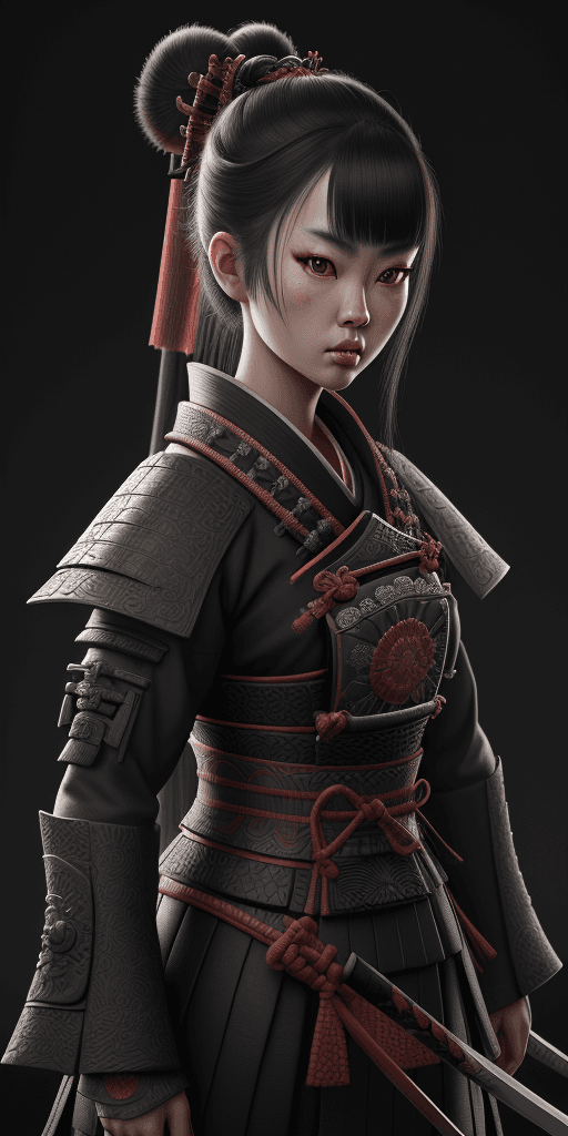 AI generated: samurai cute girl full body portrait ribcagel,  ultra-detailed, beautiful detailed, masterpiece,  in...