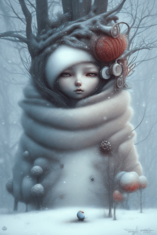 AI generated: The personification of wintertime in the style of Gabriel Pacheco <lora:add_detail:1>