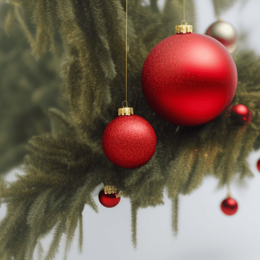 AI generated: happy, red christmas ball, 
on a branch