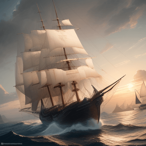 AI generated: Photo of a ultra realistic sailing ship, dramatic light, pale sunrise, cinematic lighting, battered,...