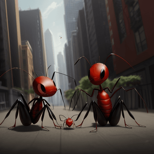 AI generated: "Create an animated scene with a dialogue between a red ant and a black ant. The characters are Red ...