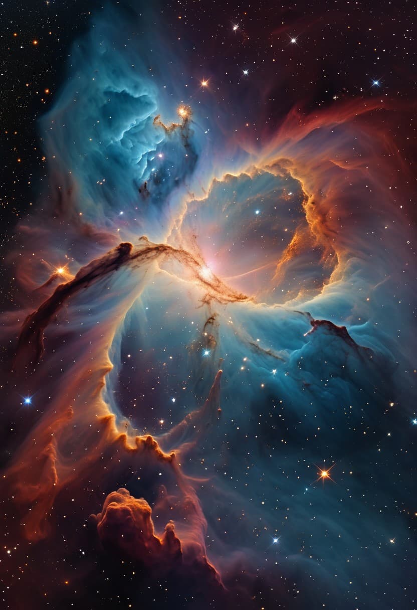 AI generated: A nebula in space resembling a galaxy. An intricate star field stretches out like threads against th...