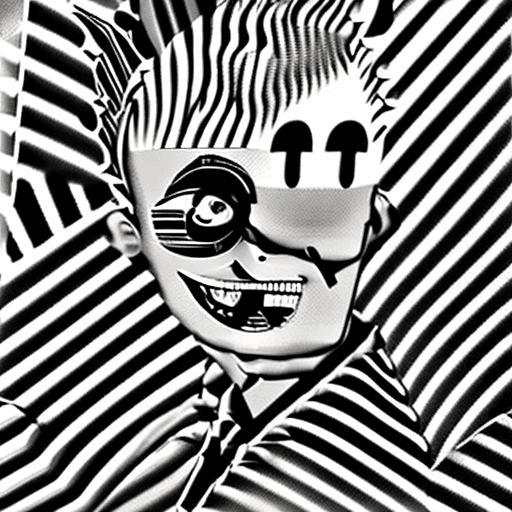 AI generated: Black and white weird james dean playing the joker in a tim burton movie, 8K photo realistic very ve...