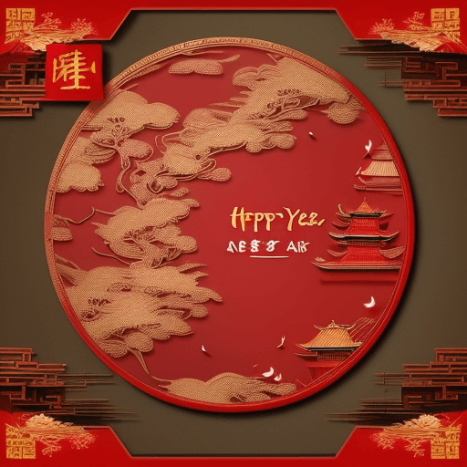 AI generated: Oriental, China, New Year's card, red, base map,high quality