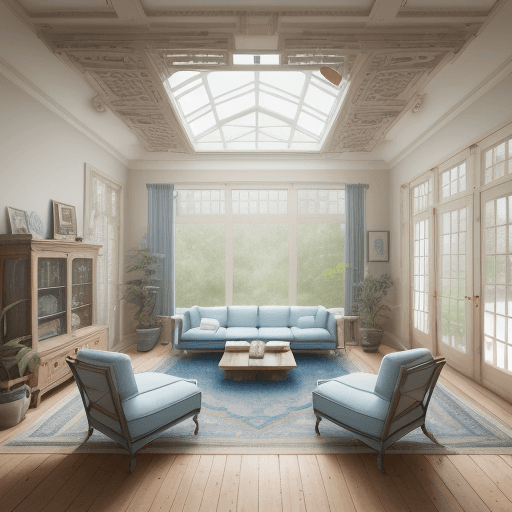 AI generated: High resolution photography interior design, dreamy sunken living room conversation pit, wooden floo...
