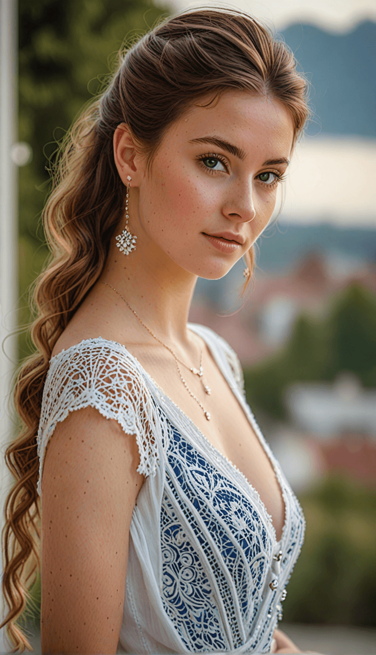 AI generated: A waist up portrait of a young beautiful (Scottish | German | Italian | Turkish) girl, soft natural ...
