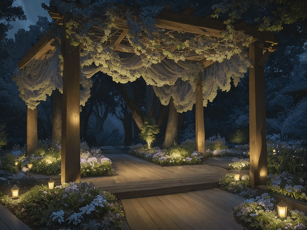 AI generated: Imagine a serene garden bathed in the soft glow of moonlight, nestled under a canopy of dreamy dark ...