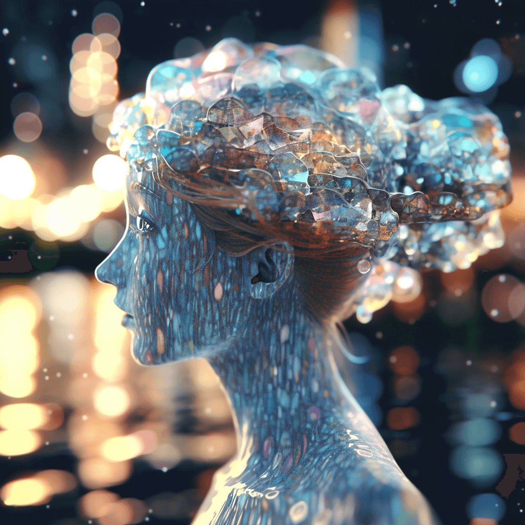 AI generated: glass image,style_of_Bruce Munro,splash_art,glass_doll,glass_focus, style of glass and transparent,g...
