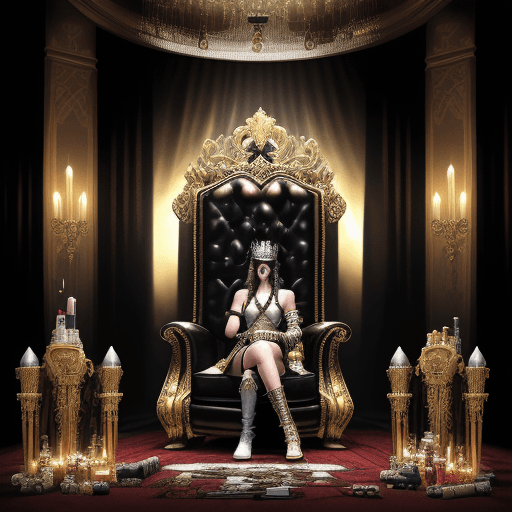 AI generated: High resolution epic throne room with king alchohol, queen cigarett, prince cocaine and the rest of ...
