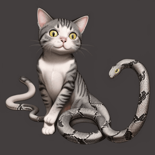 AI generated: a cat upper body with a snake body
