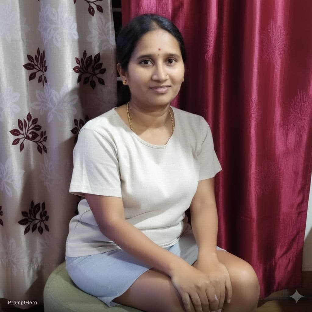 AI generated: Make this as a woman wearing bra and panty sitting position 