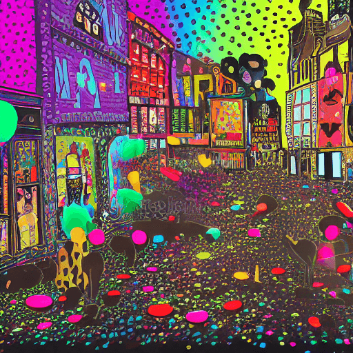 AI generated: Vantablack extremely photographic sequins everywhere illustration in the style of Loony Tunes of Dun...