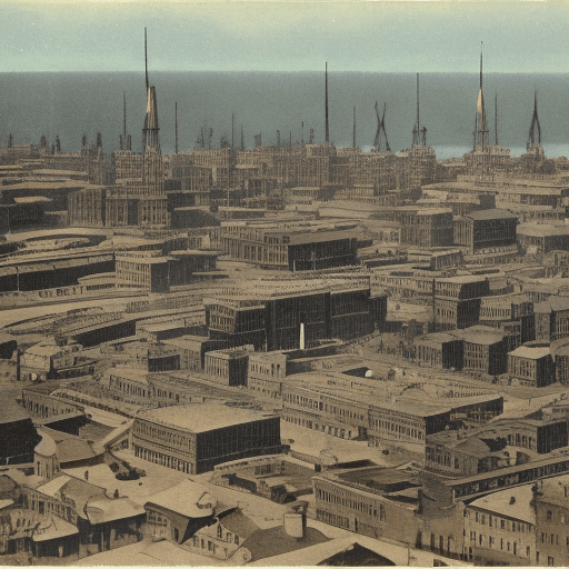 AI generated:  Militaristic city in the 1900s