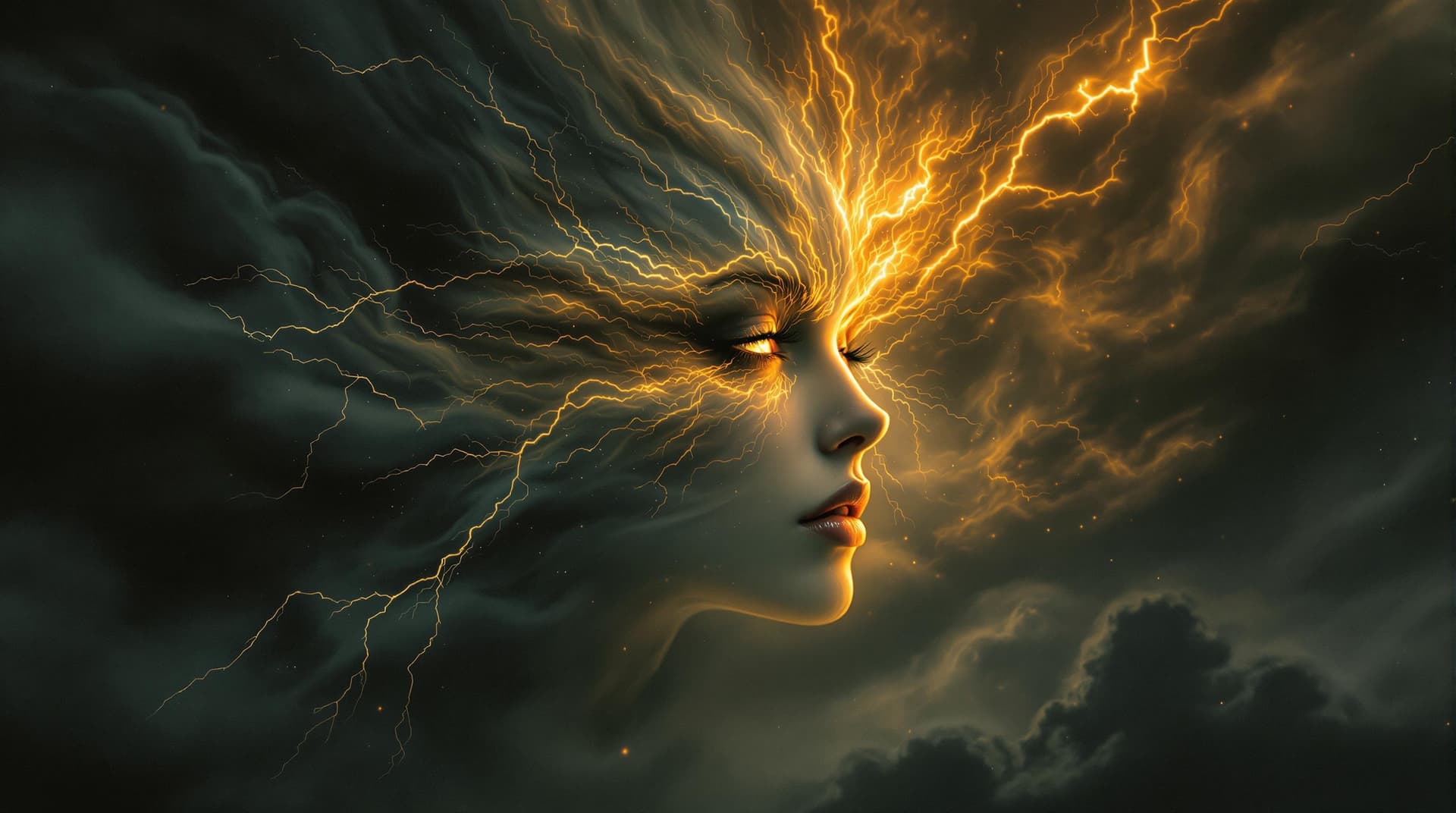 AI generated: a dark, foreboding, and apocalyptic storm cloud, resembling a turbulent celestial aura, with the wil...