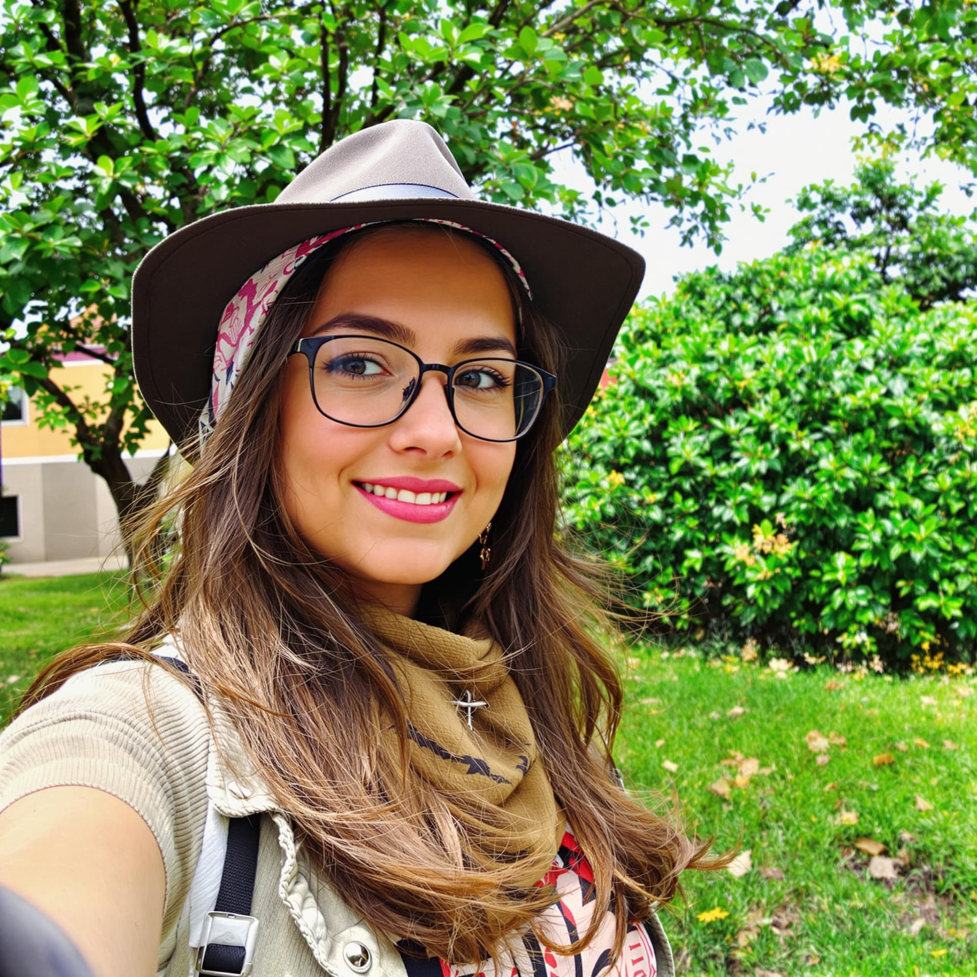 AI generated: low quality phone photo, , a girl realistic, outdoor, selfie