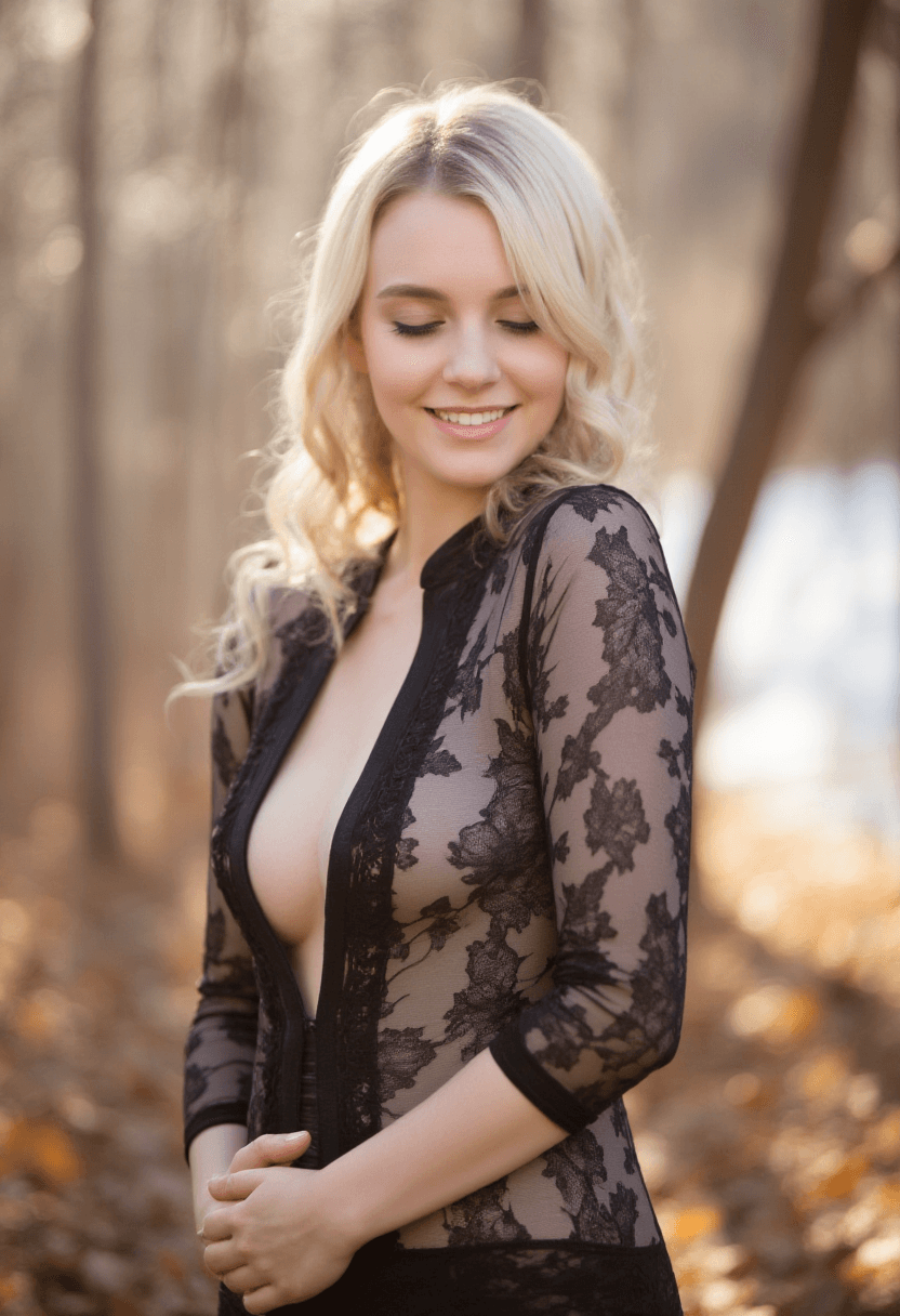 AI generated: Create a high-resolution photograph of a fit adult woman outdoors in a forest setting during what ap...