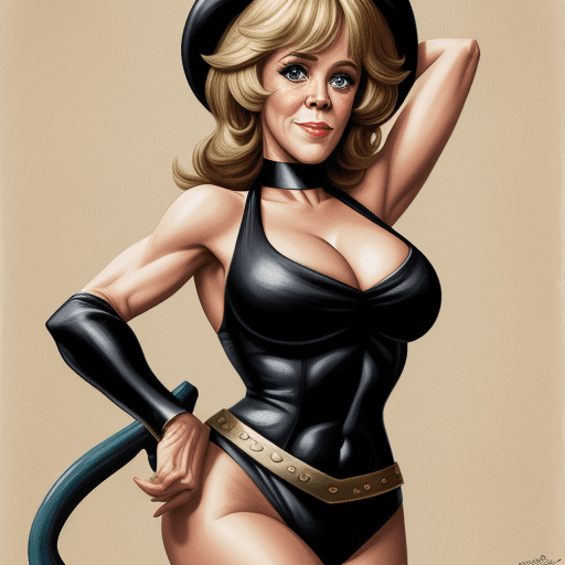 AI generated: agent greek, mythology, humor, jane fonda, caricature, seduce