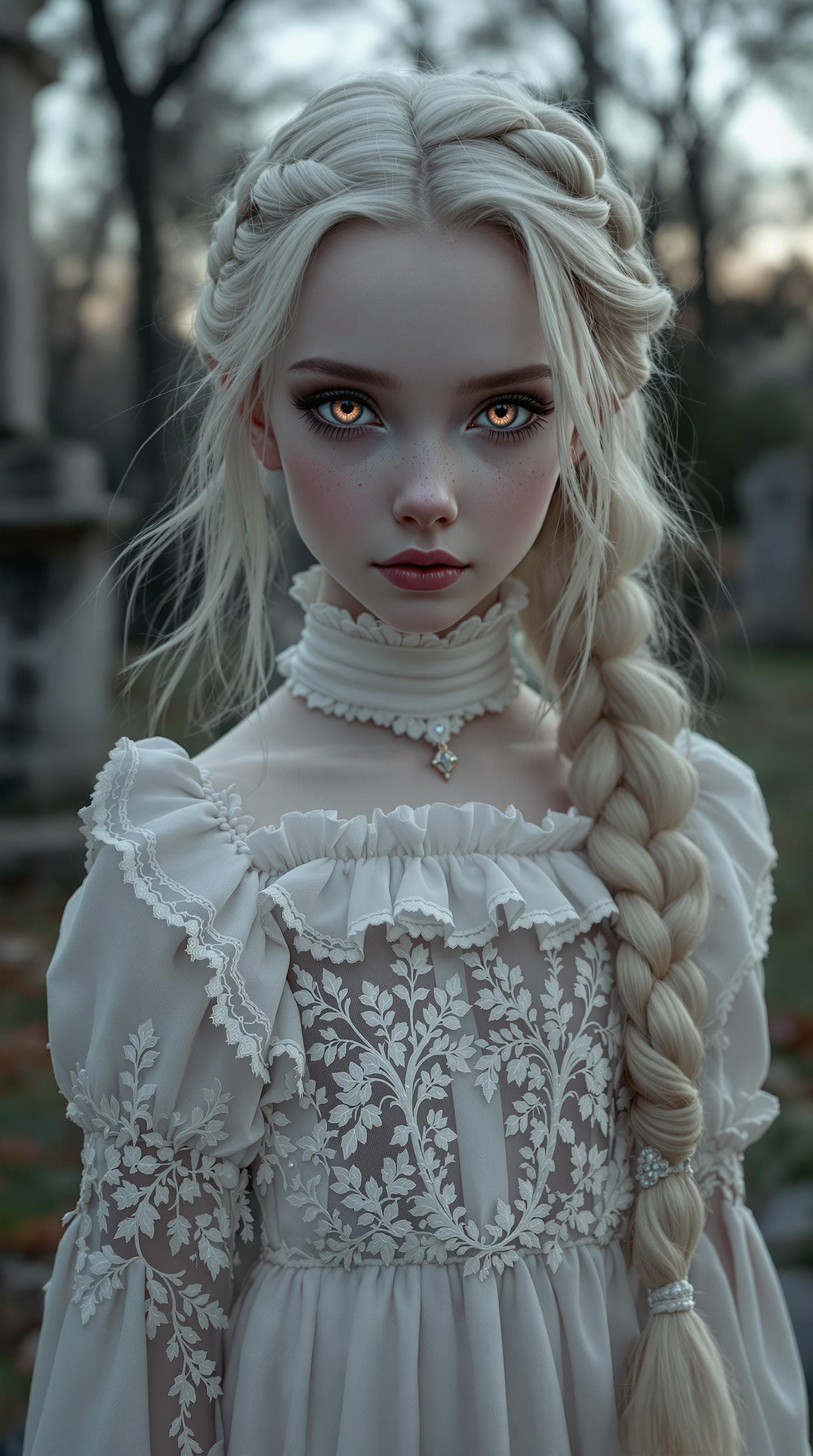 AI generated: a professional photo of a exceptionally of the most beautiful Russian vampire girl in the world, (ag...