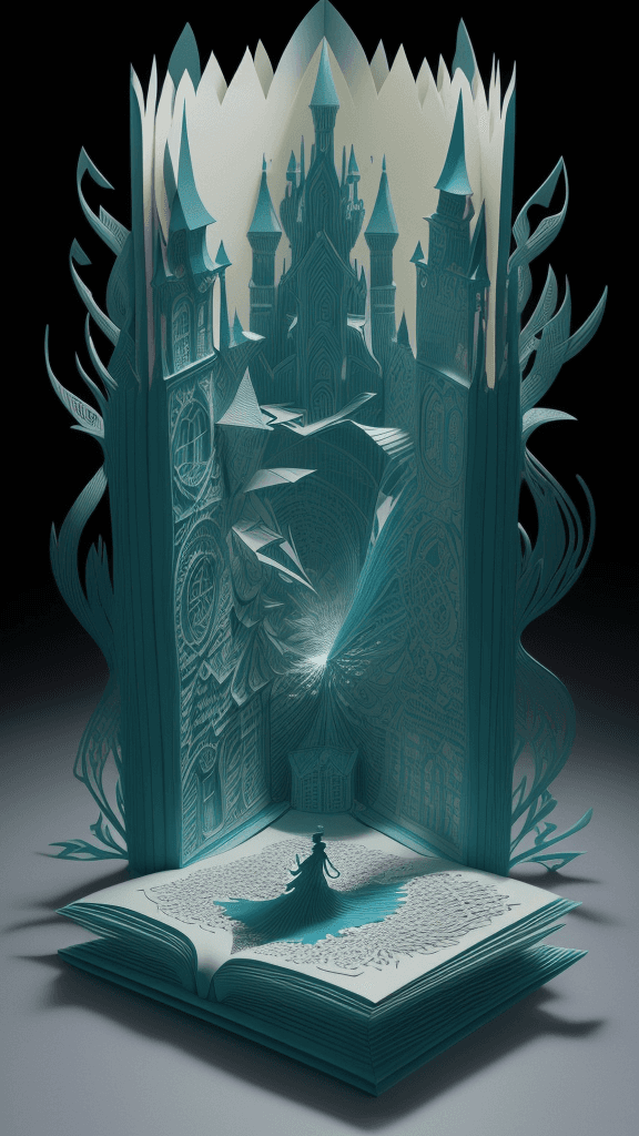 AI generated: a mesmerizing open book 3D paper cut art that defies the boundaries of imagination. Bring the magica...