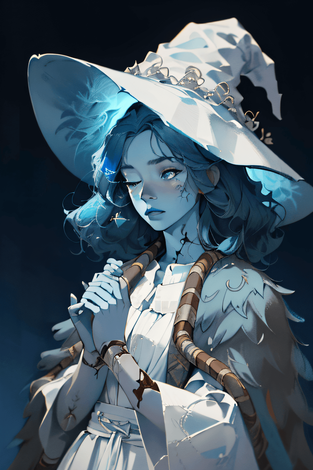 AI generated: (masterpiece, best quality), intricate details, 1girl, ranni, cracked skin, doll joints, one eye clo...