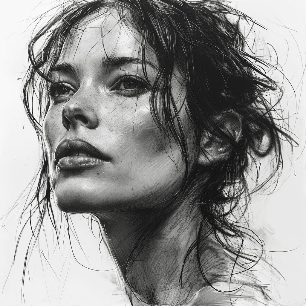 AI generated: minimalist, basic, simplified continuous line drawing of a beautiful woman, in the style of pen draw...