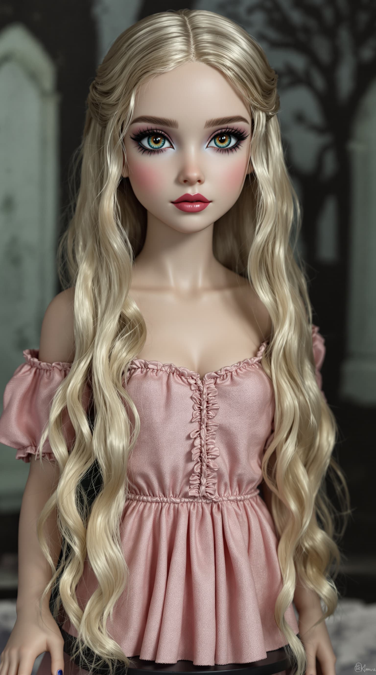 AI generated: A professional photograph showcases the most stunning porcelain figurine of Princess Charlotte at el...