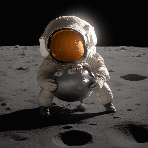 AI generated: a tiny astronaut hatching from an egg on the moon