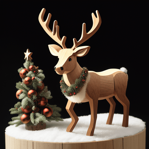 AI generated: Christmas reindeer, Wood Carving Effect