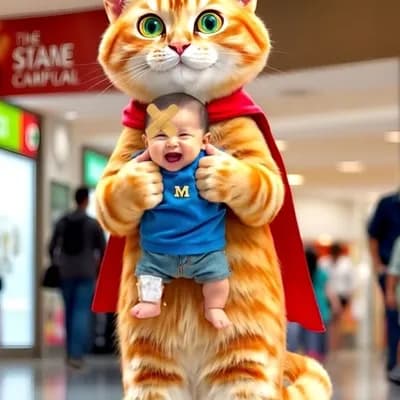 AI generated video: Cat carriers injured kid with laugh 