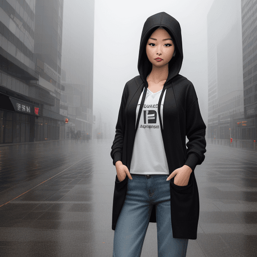 AI generated: photography, in the city, asian woman, natural pose, Sony α9 II, Sony FE 100-400mm f/4.5-5.6 GM OSS ...
