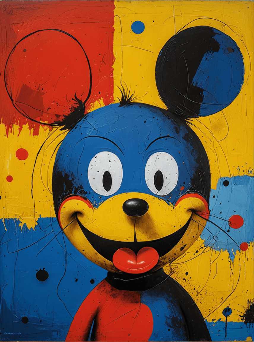 AI generated: a painting of a red, blue and yellow background, an abstract painting inspired by Joan Miro, pixiv, ...